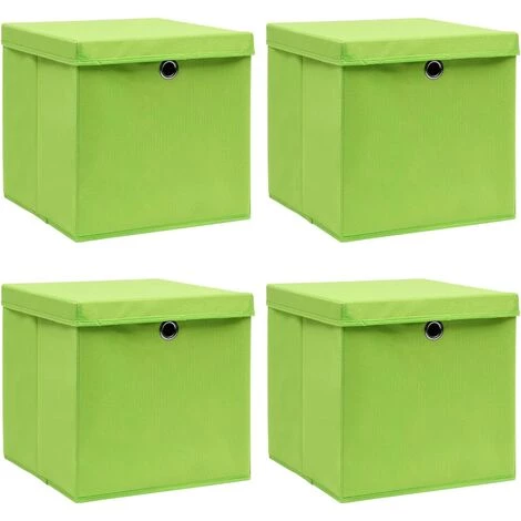 ASUPERMALL Boites De Rangement Avec Couvercles 4 Pcs Vert 32x32x32cm Tissu 4 ASUPERMALL Boites De Rangement Avec Couvercles 4 Pcs Vert 32x32x32cm Tissu – Image 2