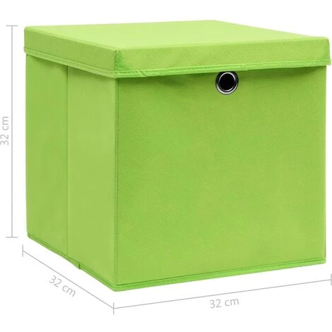 ASUPERMALL Boites De Rangement Avec Couvercles 4 Pcs Vert 32x32x32cm Tissu 7 ASUPERMALL Boites De Rangement Avec Couvercles 4 Pcs Vert 32x32x32cm Tissu – Image 5