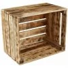GrandBox Caisse En Bois Flammé 50x40x30 Caisse à Vin Caisse à Fruits Pour Décoration Rangement Vintage Shabby Chic Retro Bois De Chauffage:Lot De 1 -Petit rangement Soldes Magasin 31026177 1