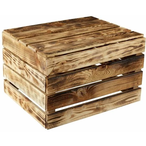 GrandBox Caisse En Bois Flammé 50x40x30 Caisse à Vin Caisse à Fruits Pour Décoration Rangement Vintage Shabby Chic Retro Bois De Chauffage:Lot De 1 4 GrandBox Caisse En Bois Flammé 50x40x30 Caisse à Vin Caisse à Fruits Pour Décoration Rangement Vintage Shabby Chic Retro Bois De Chauffage:Lot De 1 – Image 2