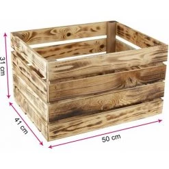 GrandBox Caisse En Bois Flammé 50x40x30 Caisse à Vin Caisse à Fruits Pour Décoration Rangement Vintage Shabby Chic Retro Bois De Chauffage:Lot De 1 9 GrandBox Caisse En Bois Flammé 50x40x30 Caisse à Vin Caisse à Fruits Pour Décoration Rangement Vintage Shabby Chic Retro Bois De Chauffage:Lot De 1 -Petit rangement Soldes Magasin 31026177 3
