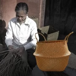 ASUPERMALL Main Tisse Planteur Ronde Forme De Pique-Nique Conteneur Panier De Rangement Jardin Vase De Fleurs Vegetales Pots -Petit rangement Soldes Magasin 31048226 5