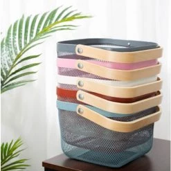 BRIDAY Rangement Organisateur Corbeille Avec Poignée En Bois Empilable Utilitaire En Métal Vintage Panier Pour Garde-Manger Cuisine Placard Salle De Bains Garde-Manger Armoires （Noir） -Petit rangement Soldes Magasin 31054977 4