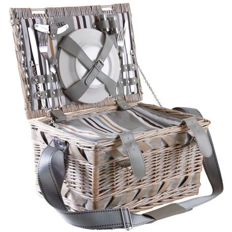 AUBRY GASPARD Panier Pique-nique 2 Couverts En Osier Blanchi Brun - Brun 3 AUBRY GASPARD Panier Pique-nique 2 Couverts En Osier Blanchi Brun - Brun