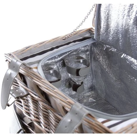 AUBRY GASPARD Panier Pique-nique 2 Couverts En Osier Blanchi Brun - Brun 5 AUBRY GASPARD Panier Pique-nique 2 Couverts En Osier Blanchi Brun - Brun – Image 3