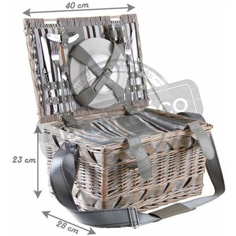 AUBRY GASPARD Panier Pique-nique 2 Couverts En Osier Blanchi Brun - Brun 6 AUBRY GASPARD Panier Pique-nique 2 Couverts En Osier Blanchi Brun - Brun – Image 4