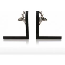 TOOARTS Serre-livres Art Serre-livres Bois 1 Paire Decoration De Salle D'etude Decoration De Bureau, Tete De Cerf Argent - Tete De Cerf Argent -Petit rangement Soldes Magasin 31129160 4