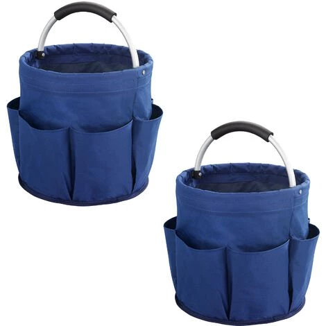 WENKO Panier Rangement Produit D'entretien, 6 Rangements, Pliable Avec Poignée De Transport, Lot De 2, Polyester, ø28x54 Cm, Bleu 3 WENKO Panier Rangement Produit D'entretien, 6 Rangements, Pliable Avec Poignée De Transport, Lot De 2, Polyester, ø28x54 Cm, Bleu