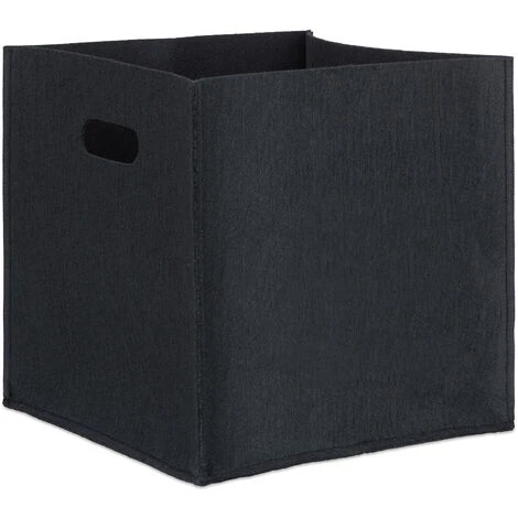 Relaxdays Panier à Bûches De Bois En Feutre Corbeille Sac De Courses Pliable 2 Poignées HxlxP: 30x30x30 Cm, Noir 4 Relaxdays Panier à Bûches De Bois En Feutre Corbeille Sac De Courses Pliable 2 Poignées HxlxP: 30x30x30 Cm, Noir – Image 2