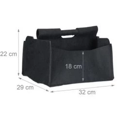 Relaxdays Panier En Feutre Journaux Magazine Corbeille Pliable Rangement Poignées 2 Compartiments HxlxP: 22 X 32 X 29 Cm, Noir -Petit rangement Soldes Magasin 31793089 3