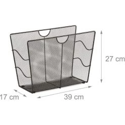 Relaxdays Porte-revues En Maille Métal Porte-journaux Trieur En Maille Tressée HxlxP: 27 X 39 X 17 Cm , Noir -Petit rangement Soldes Magasin 31793425 4
