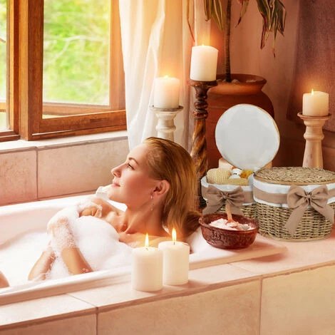 Relaxdays Corbeille De Salle De Bain Panier De Rangement Couvercle Lot De 2 Rond En Bois Buri Tressé Main, Nature 7 Relaxdays Corbeille De Salle De Bain Panier De Rangement Couvercle Lot De 2 Rond En Bois Buri Tressé Main, Nature â Image 5
