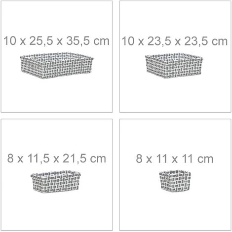 Relaxdays Panier De Rangement Lot De 8 Corbeille Salle De Bain Tressée Plastique Empilable, Blanc Gris 6 Relaxdays Panier De Rangement Lot De 8 Corbeille Salle De Bain Tressée Plastique Empilable, Blanc Gris – Image 4