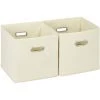 Relaxdays Lot De 2 Boîtes De Rangement, Sans Couvercle, Avec Poignée, Pliable, Panier En Tissu Carré, 30 Cm, Beige -Petit rangement Soldes Magasin 31795453 1
