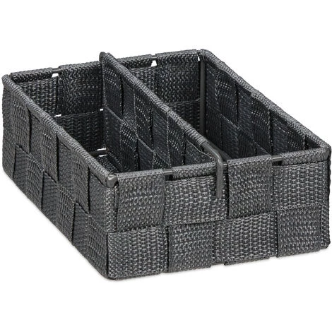 Relaxdays Corbeille De Rangement, Avec Mur De Séparation Réglable, Panier Pour étagère Et Armoires, Gris, Taille S 4 Relaxdays Corbeille De Rangement, Avec Mur De Séparation Réglable, Panier Pour étagère Et Armoires, Gris, Taille S – Image 2