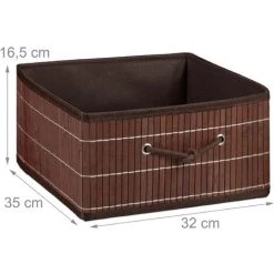 Relaxdays Panier Rangement En Bambou, Jeu De 2, HlP; 16,5x 32 X 35 Cm, Avec Poignée, De 15 L Pliable, Choix De Couleurs -Petit rangement Soldes Magasin 31801432 5