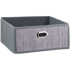 Relaxdays Panier De Rangement En Bambou, Corbeille De Salle De Bain Carrée, Plate, 14 X 31 X 31 Cm, Pliante, Gris -Petit rangement Soldes Magasin 31801551 2
