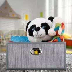 Relaxdays Panier De Rangement En Bambou, Corbeille De Salle De Bain Carrée, Plate, 14 X 31 X 31 Cm, Pliante, Gris -Petit rangement Soldes Magasin 31801551 3