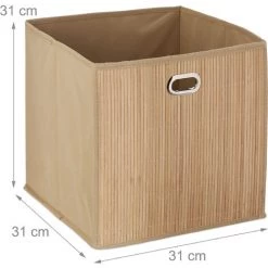 Relaxdays Panier De Rangement Bambou, Corbeille De Salle De Bain Carrée, Boîte Haute, 31 X 31 X 31 Cm, Pliable, Nature -Petit rangement Soldes Magasin 31801666 5