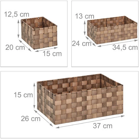 Relaxdays Panier Tressé Rangement, Lot De 4, Salle De Bain, Rectangulaires, 3 Tailles, Plastique, Marron 7 Relaxdays Panier Tressé Rangement, Lot De 4, Salle De Bain, Rectangulaires, 3 Tailles, Plastique, Marron – Image 5