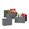 Relaxdays Lot De 3 Paniers De Rangement, Avec Couvercle, En 3 Tailles, Tressés, Plastique, Corbeille, Gris -Petit rangement Soldes Magasin 31824717 1