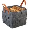 Relaxdays Panier En Feutre Tressé, Panier Pliable De Rangement Feutre, étagère Avec Anses, HlP 29x31x31cm;gris Foncé -Petit rangement Soldes Magasin 31824838 1