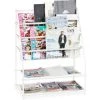Relaxdays Porte-magazines, HLP: 81 X 67 X 37 Cm, Porte-revues En Métal, à Poser Au Sol, Salon, Chambre, Blanc -Petit rangement Soldes Magasin 31825678 1