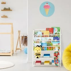 Relaxdays Porte-magazines, HLP: 81 X 67 X 37 Cm, Porte-revues En Métal, à Poser Au Sol, Salon, Chambre, Blanc -Petit rangement Soldes Magasin 31825678 3