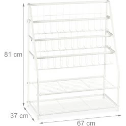 Relaxdays Porte-magazines, HLP: 81 X 67 X 37 Cm, Porte-revues En Métal, à Poser Au Sol, Salon, Chambre, Blanc -Petit rangement Soldes Magasin 31825678 5
