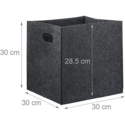 Relaxdays Panier à Bûches De Bois En Feutre Corbeille Sac De Courses Pliable 2 Poignées HxlxP: 30x30x30 Cm, Anthracite -Petit rangement Soldes Magasin 31842037 5