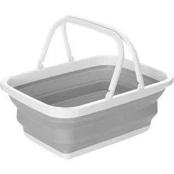 ASUPERMALL Panier De Camping Pliable, Panier De Rangement Pliant Multifonctionnel Pour Vehicules Menagers D'Exterieur, Blanc Casse