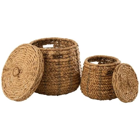 Lot De 2 Paniers Avec Couvercle En Matières Naturelles - Calicosy - Marron 5 Lot De 2 Paniers Avec Couvercle En Matières Naturelles - Calicosy - Marron – Image 3