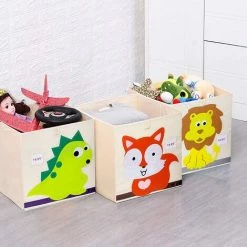 BETTERLIFE Boîte De Rangement Pliable Enfant,Boîte De Rangement Jouets Animaux,Boîte De Rangement Grande Capacité Pour Enfants,Boîte à Jouets Pliable En Tissu （Lion） -Petit rangement Soldes Magasin 31991723 3