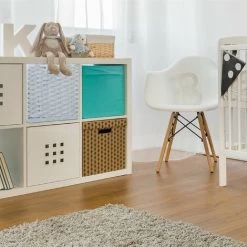 Relaxdays Corbeille De Rangement Plastique Tressé, Panier Poignée étagère Organiseur Vintage, 31x32x30 Cm, Gris -Petit rangement Soldes Magasin 32041021 4