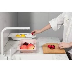LITZEE Panier De Vidange Pour Cuisine, Support De Séchage D'Évier Pour Stockage Et Lavage Des Vaisselle / Fruits / Légumes (blanc) -Petit rangement Soldes Magasin 32307337 3