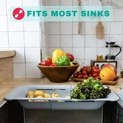 LITZEE Panier De Vidange Pour Cuisine, Support De Séchage D'Évier Pour Stockage Et Lavage Des Vaisselle / Fruits / Légumes (blanc) -Petit rangement Soldes Magasin 32307337 5