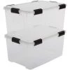 Iris Ohyama, Lot De 2 Boîtes De Rangement, Hermétiques, 50 L, Avec Clips, Empilable , Garage, Cave, Grenier - Air Tight Box AT-L - Transparent -Petit rangement Soldes Magasin 32569390 1