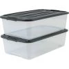 Iris Ohyama, Lot De 2 Boîtes De Rangement Sous Lit, 40 L, Avec Roues, Poignées Ergonomiques, Chambre - TB Roller Box TBU-40 - Transparent / Noir