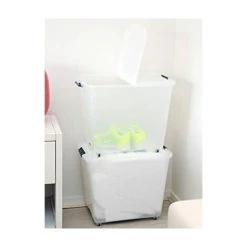 Iris Ohyama, Lot De 2 Boîtes De Rangement Sous Lit, 40 L, Avec Roues, Poignées Ergonomiques, Chambre - TB Roller Box TBU-40 - Transparent / Noir -Petit rangement Soldes Magasin 32569558 4