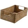 BARES Panier De Rangement Tissé à La Main Rétro Paniers En Osier Rectangulaires Corbeille De Rangement Aux Algues Avec Poignée - Taille M (Jaune) -Petit rangement Soldes Magasin 32814599 1