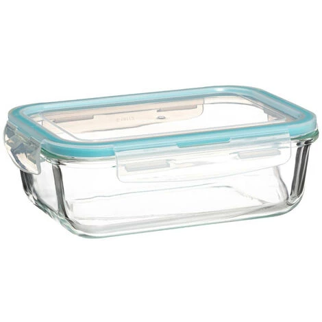 Five - Set De 3 Boites De Conservation Rectangles En Verre Avec Fermeture Par Clips - Bleu 4 Five - Set De 3 Boites De Conservation Rectangles En Verre Avec Fermeture Par Clips - Bleu – Image 2
