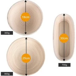 AIDUCHO Banneton Ovale, Brotform Avec Doublure En Lain, Corbeille à Pain Ovale, Panier De Fermentation De Pain, Jusqu’à 0,7kg De Pâte, 30 X 14 X 7cm -Petit rangement Soldes Magasin 32914188 4