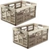 KEEEPER Lot De 2 Boîtes Ben Pliantes Robustes Avec Poignées 45L En Crème Et Marron -Petit rangement Soldes Magasin 33032546 1