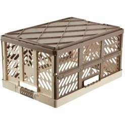 KEEEPER Lot De 2 Boîtes Ben Pliantes Robustes Avec Poignées 45L En Crème Et Marron -Petit rangement Soldes Magasin 33032546 3