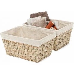COMPACTOR Lot 2 X Panier De Rangement - Bois Naturel -Petit rangement Soldes Magasin 33034843 4