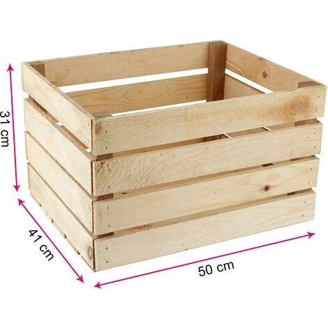 GrandBox Caisse Non Traité 50x40x30 Caisse à Vin Caisse à Fruits Pour Décoration Rangement Vintage Shabby Chic Caisse à Bois De Chauffage:Lot De 1 5 GrandBox Caisse Non Traité 50x40x30 Caisse à Vin Caisse à Fruits Pour Décoration Rangement Vintage Shabby Chic Caisse à Bois De Chauffage:Lot De 1 – Image 3