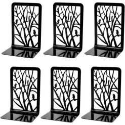 BRIDAY Extrémités De Livre, Serre-livres, Bouts De Livre Pour étagères, Serre-livres Robuste En Métal Antidérapant 3 Paires Pour Livres Lourds, Support Décoratif De Séparateur De Livre, Supports De Bouchon De Livre De Conception D'art Abstrait Pour Le Bureau, La