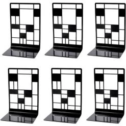 BRIDAY Extrémités De Livre, Serre-livres, Bouts De Livre Pour étagères, Serre-livres Robuste En Métal Antidérapant 3 Paires Pour Livres Lourds, Support Décoratif De Séparateur De Livre, Supports De Butoir De Livre De Conception D'art Abstrait Pour Le Bureau, La