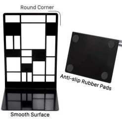 BRIDAY Extrémités De Livre, Serre-livres, Bouts De Livre Pour étagères, Serre-livres Robuste En Métal Antidérapant 3 Paires Pour Livres Lourds, Support Décoratif De Séparateur De Livre, Supports De Butoir De Livre De Conception D'art Abstrait Pour Le Bureau, La -Petit rangement Soldes Magasin 33293655 3