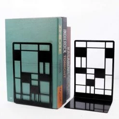 BRIDAY Extrémités De Livre, Serre-livres, Bouts De Livre Pour étagères, Serre-livres Robuste En Métal Antidérapant 3 Paires Pour Livres Lourds, Support Décoratif De Séparateur De Livre, Supports De Butoir De Livre De Conception D'art Abstrait Pour Le Bureau, La -Petit rangement Soldes Magasin 33293655 5